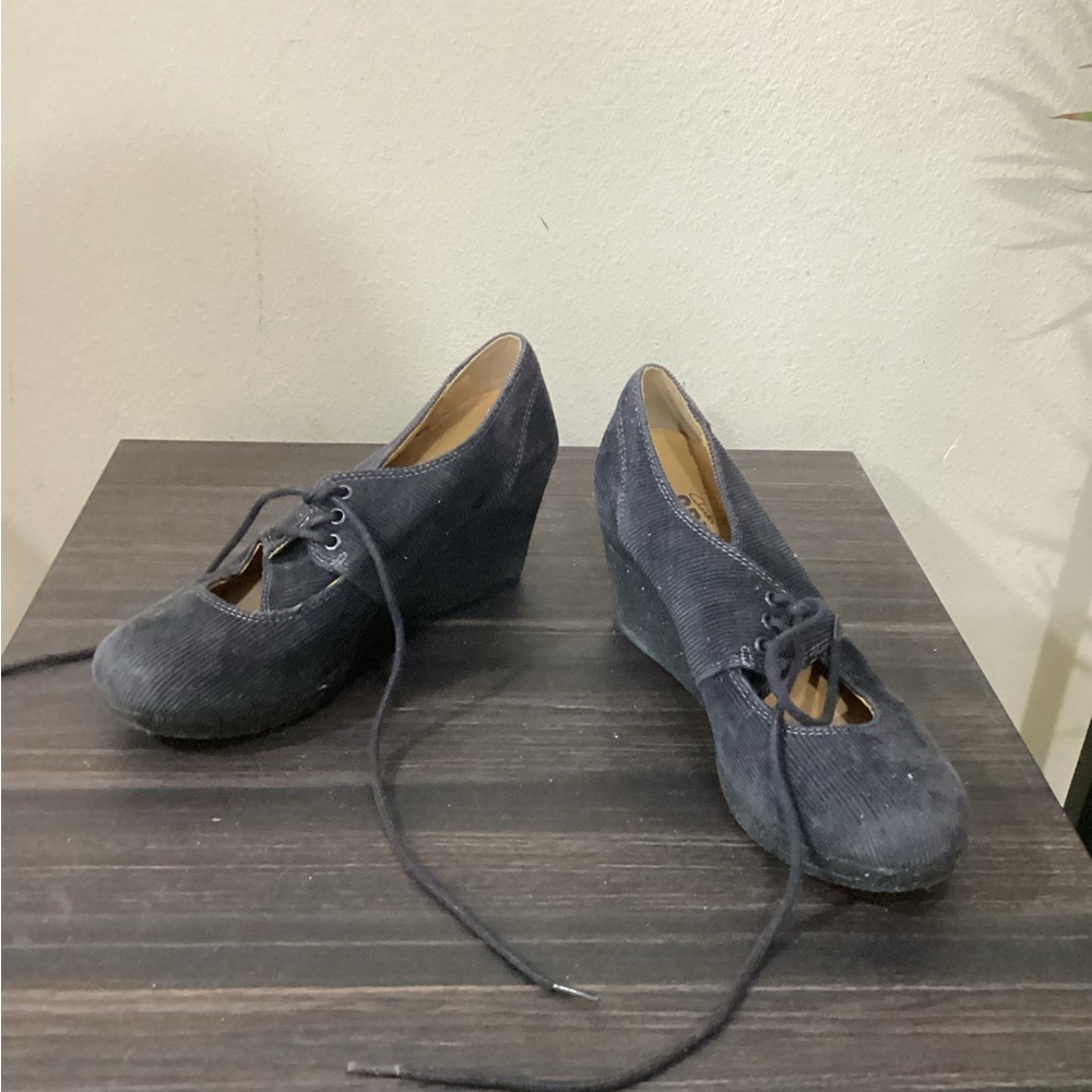 Clarks Black Suede Wedge Shoes